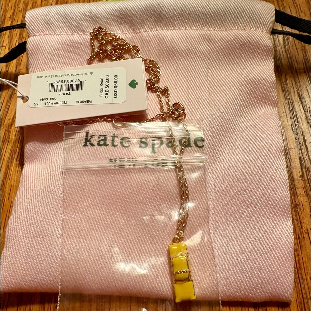 NWT Kate Spade Yellow TAxi 🚖 Necklace. Includes dust bag 🚖
